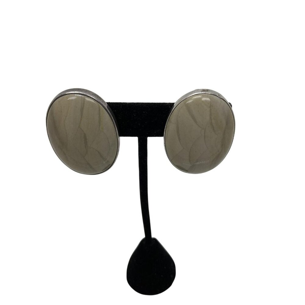 Amy Kahn Russell Sterling Silver Oval Clip On Earrings